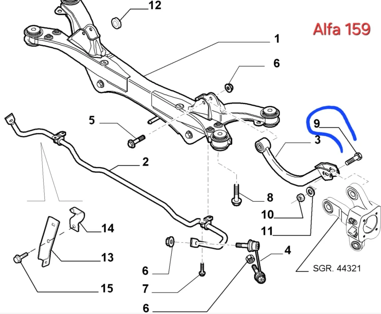 śruba mimośrodowa tylnego zawieszenia  Alfa Romeo Giulietta, 159  nowa 51737443