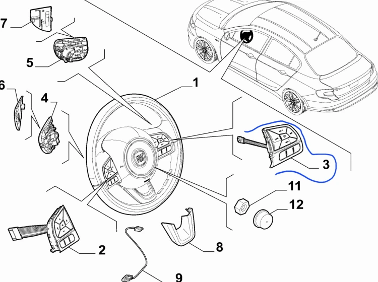 przyciski kierownicy Fiat 500X Tipo- nowe 735687514
