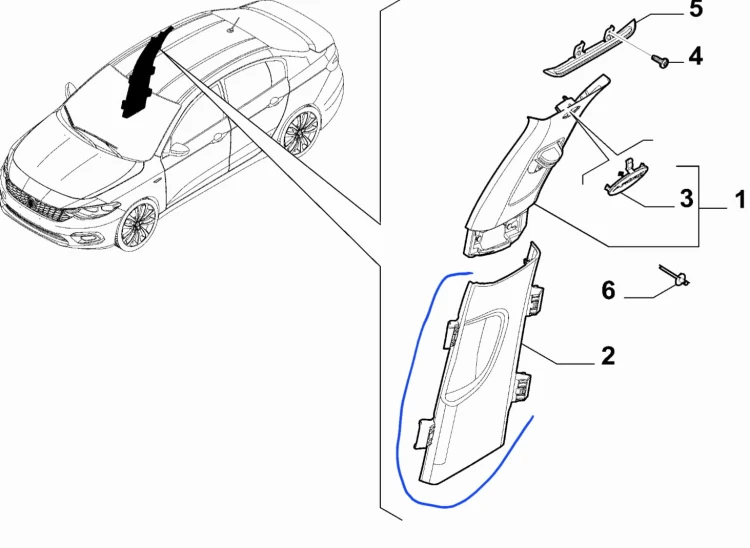 osłona słupka środkowa Fiat Tipo  nowa 735631345