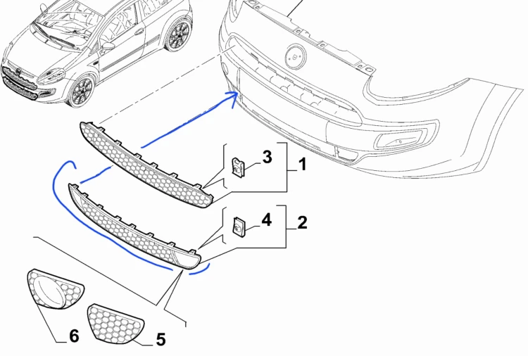 Atrapa, kratka zderzaka Fiat Punto  2012 - nowa  735548595