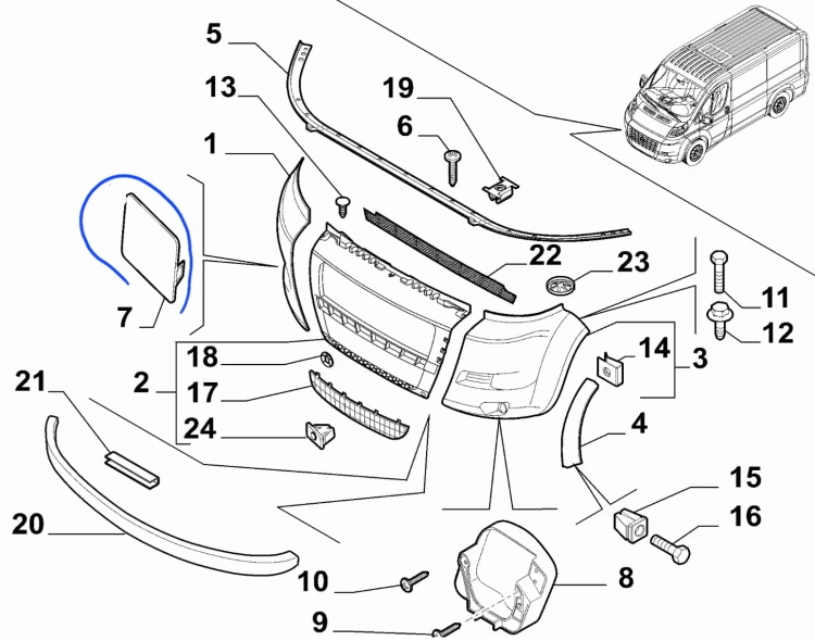 zaślepka haka do zderzaka Fiat Ducato 2006 - nowa 735423161