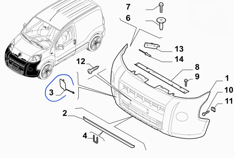 zaślepka haka do zderzaka Fiat Fiorino 2007 - 2016 nowa 735462219