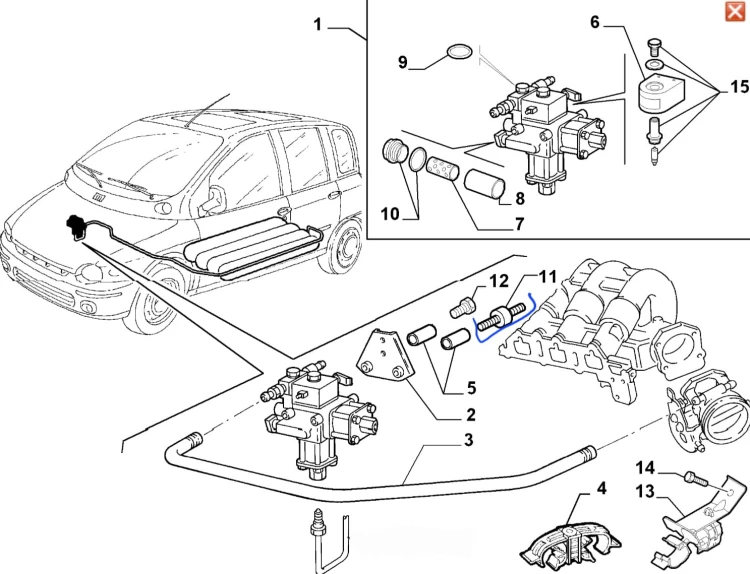 Wkładka elastyczna przewodu paliwa Fiat Multipla, Marea- nowy oryginalny 60656459