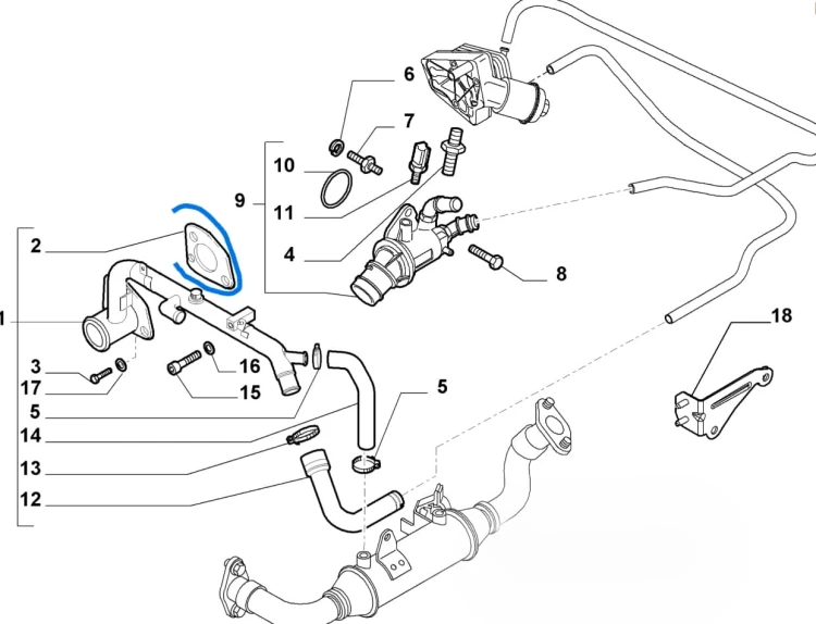 Uszczelka kolektora wody Fiat Alfa nowa 55212675