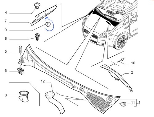 zaślepka listwy podszybia Fiat Punto po 2012 0 numerze 735412995