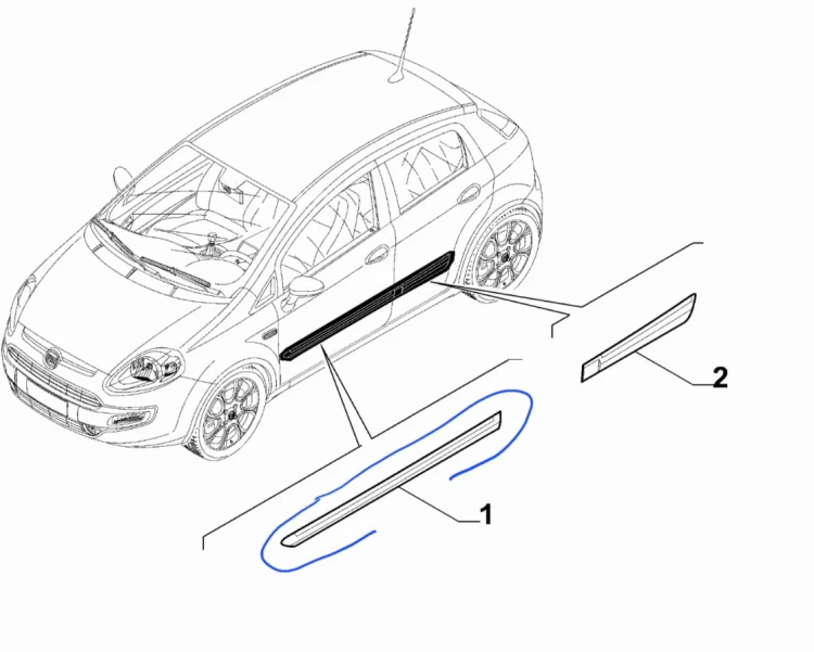 Litwa lewych przednich drzwi Fiat Punto Evo