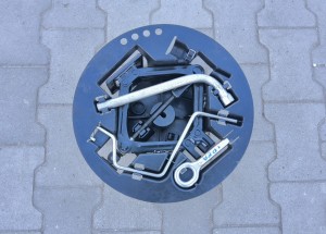 lewarek, podnośnik, hak, zestaw w koło zapasowe Fiat Idea