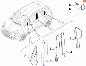 Listwa słupka drzwi prawy przód Fiat 500X   nowa  51987605